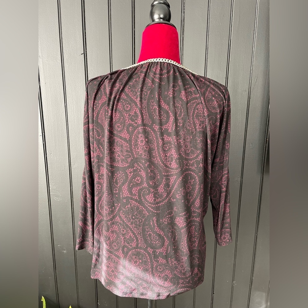 Michael Kors Burgundy Paisley Chain-Trim Blouse - Picture 10 of 10